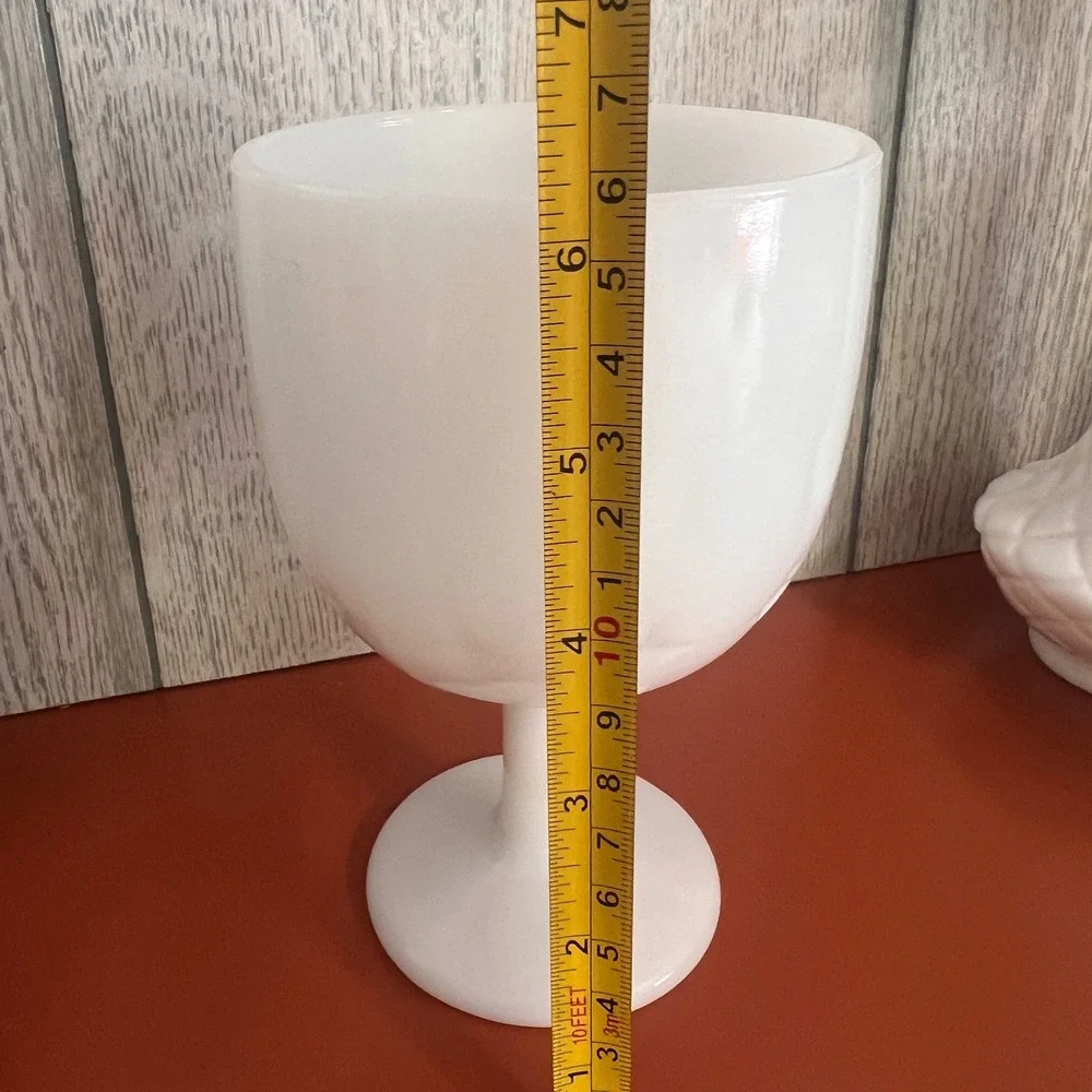 Vintage Milk Glass Goblet White Star Embossed‎ Pedestal Chalice Water Wine Glass